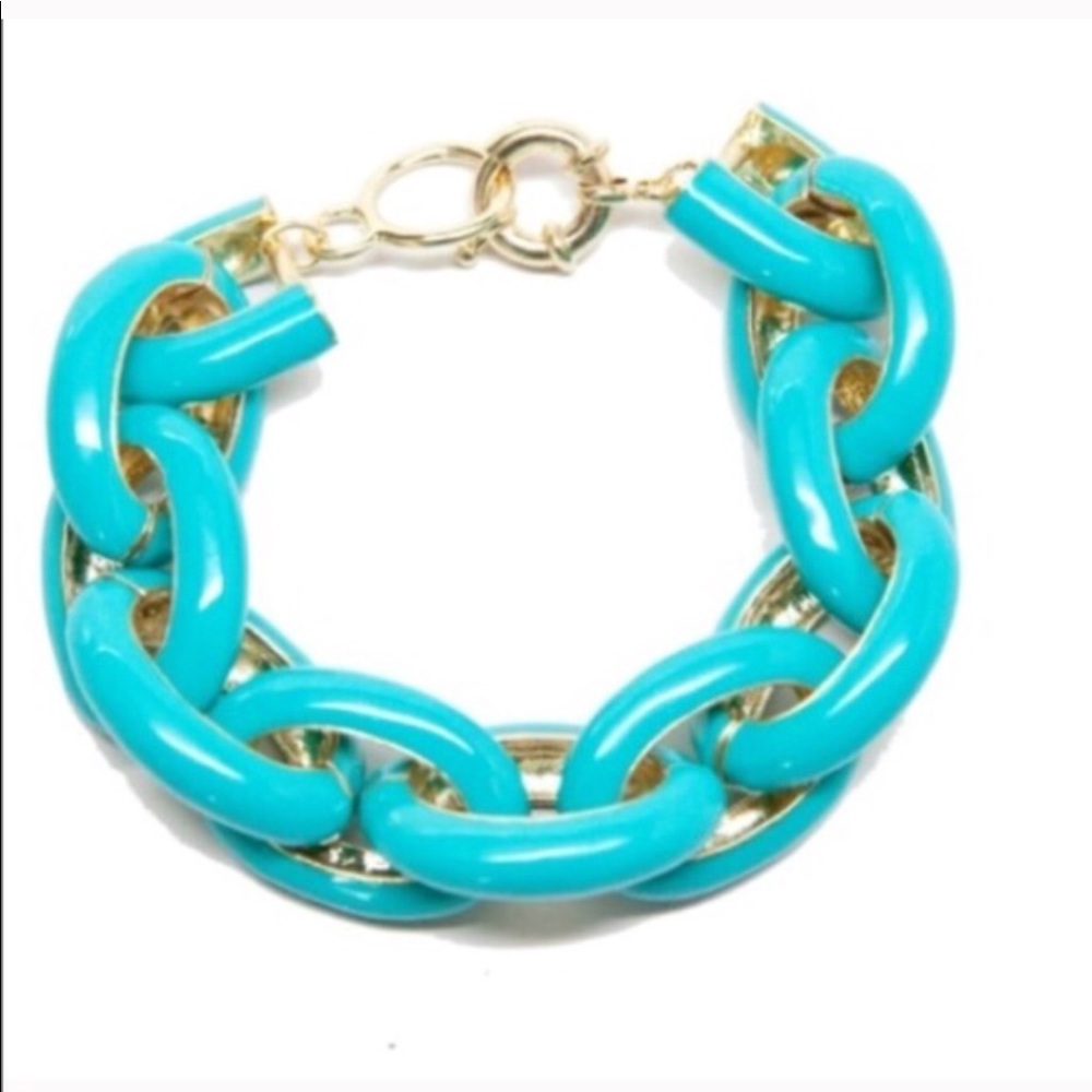 Turquoise w/Gold Enamel Link Bracelet